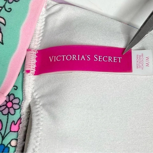 Victorias Secret | Triangle Padded Halter Bikini Top Rhinestone Medallion Floral - Picture 9 of 11